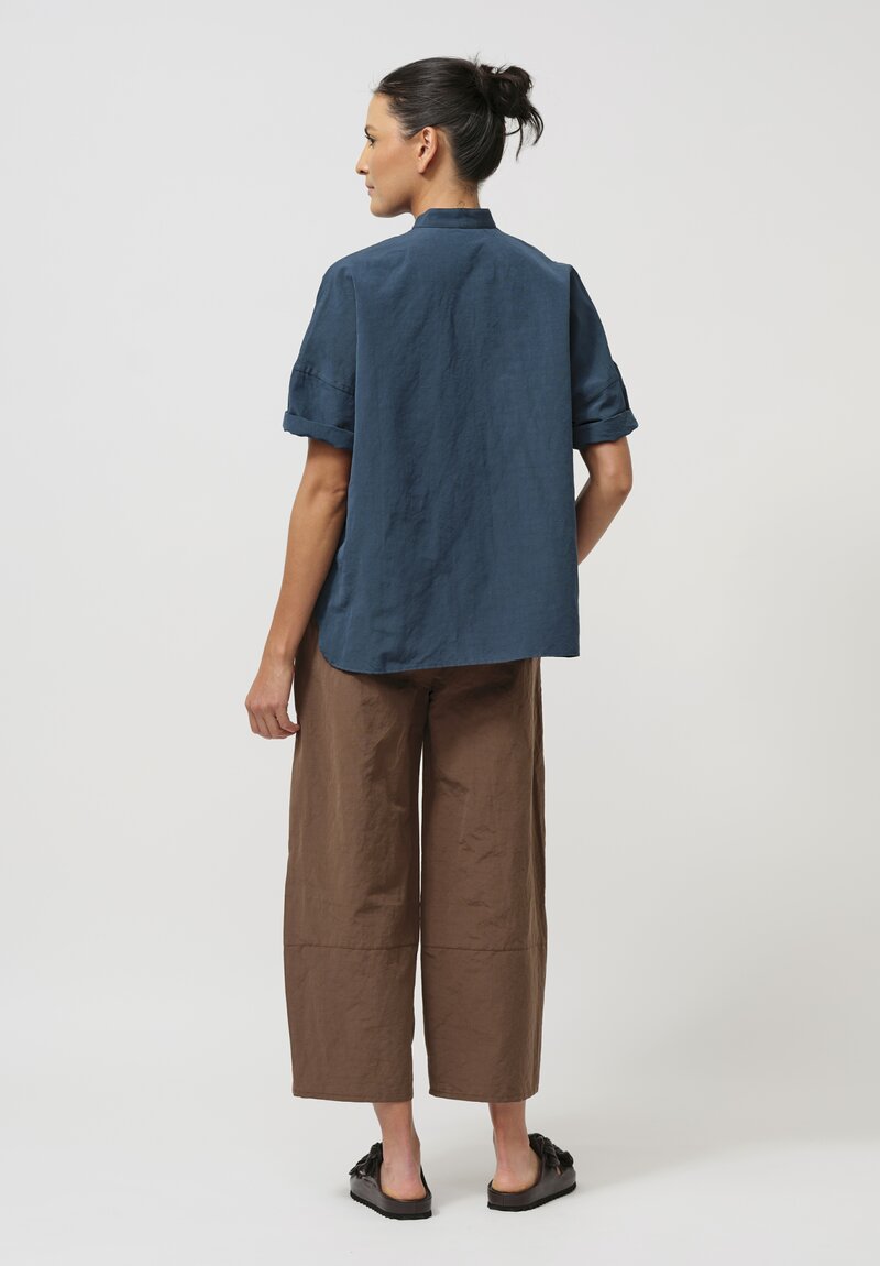 Asciari Cotton & Linen Malfa Shirt in Peacock Blue