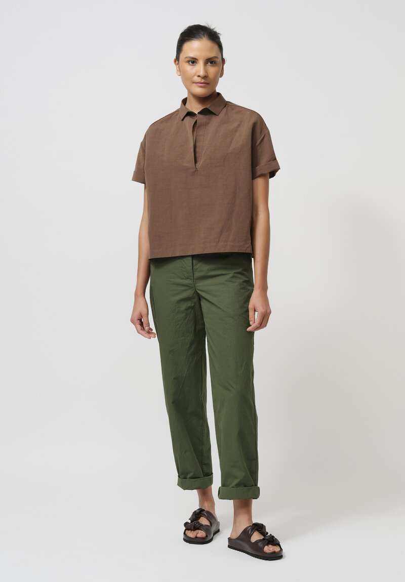 Asciari Cotton & Linen Ametista Shirt in Coffee Brown