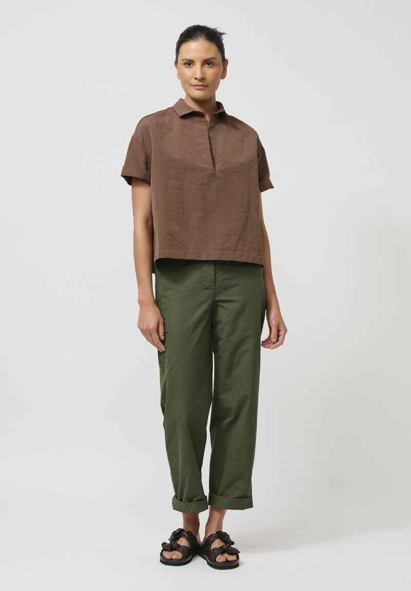 Asciari Cotton & Linen Ametista Shirt in Coffee Brown