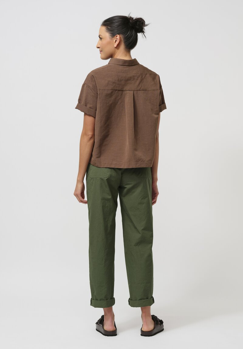 Asciari Cotton & Linen Ametista Shirt in Coffee Brown
