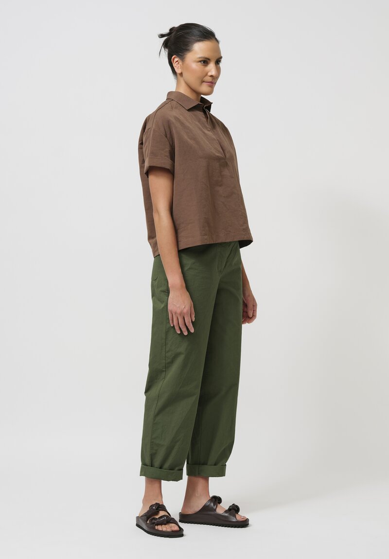 Asciari Cotton & Linen Ametista Shirt in Coffee Brown