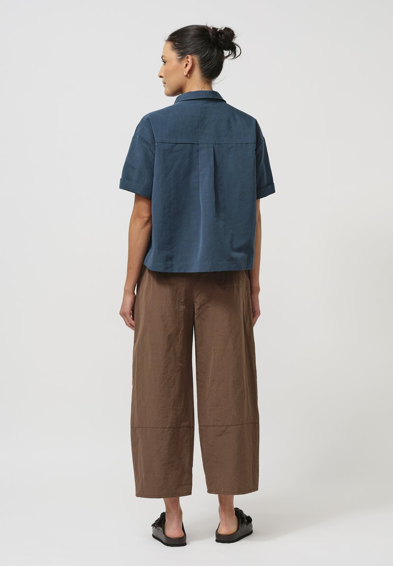 Asciari Cotton & Linen Ametista Shirt in Peacock Blue