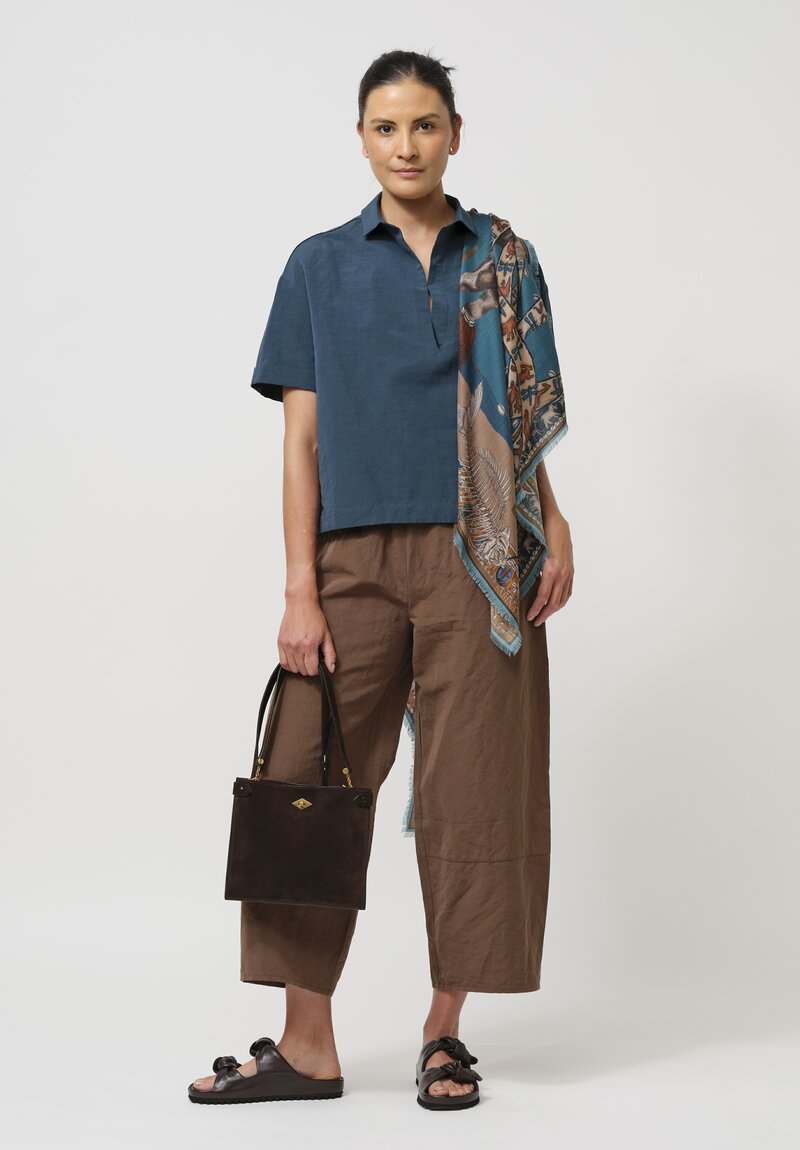 Asciari Cotton & Linen Ametista Shirt in Peacock Blue