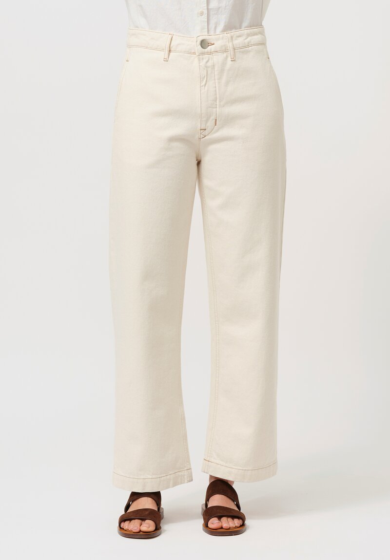 Asciari Cotton Straight Leg Ficus Jeans in Ecru Cream