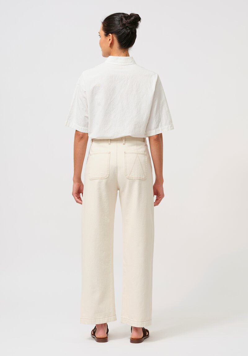 Asciari Cotton Straight Leg Ficus Jeans in Ecru Cream