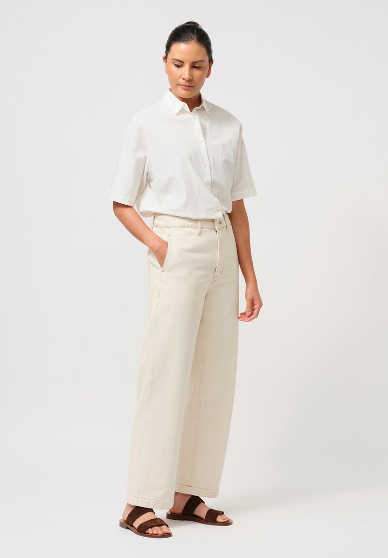 Asciari Cotton Straight Leg Ficus Jeans in Ecru Cream