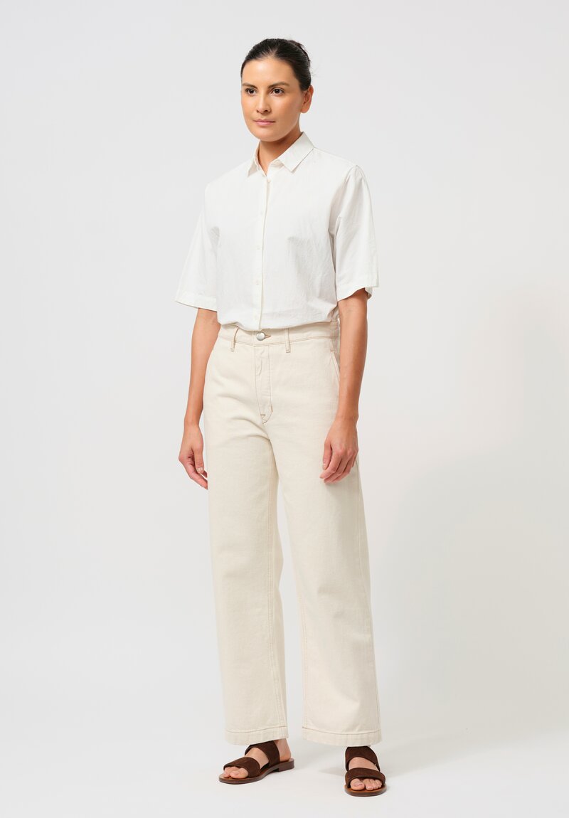 Asciari Cotton Straight Leg Ficus Jeans in Ecru Cream