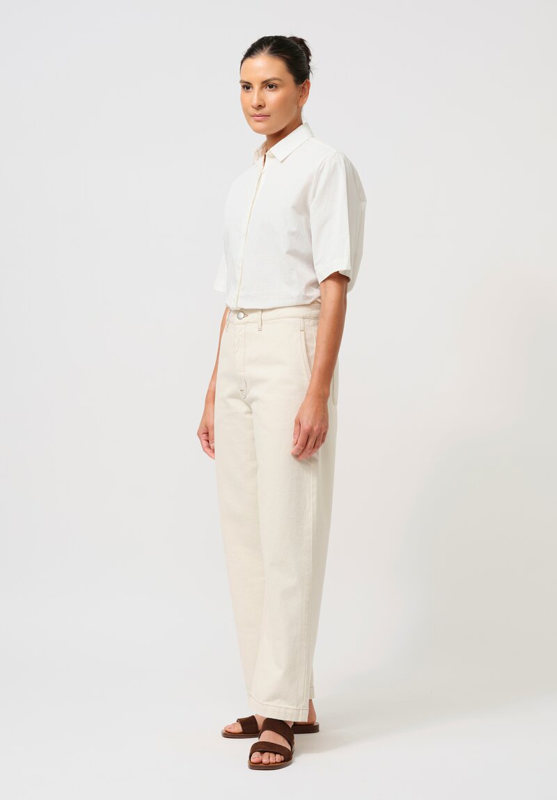 Asciari Cotton Straight Leg Ficus Jeans in Ecru Cream