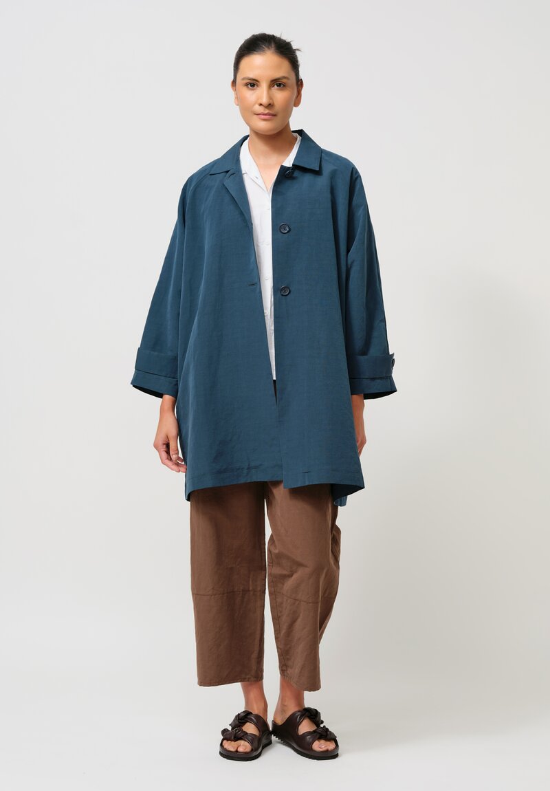 Asciari Cotton & Linen Filicudi Coat in Peacock Blue
