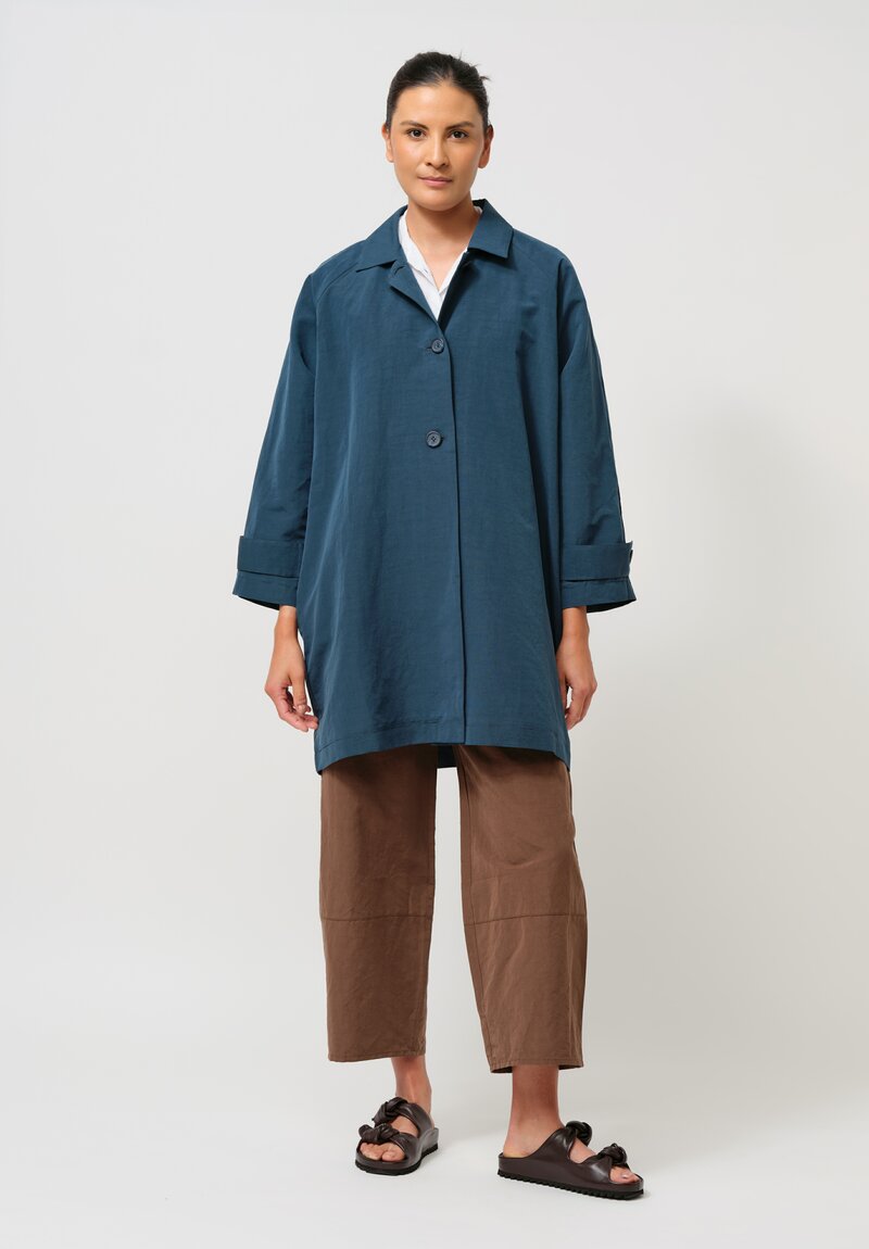 Asciari Cotton & Linen Filicudi Coat in Peacock Blue
