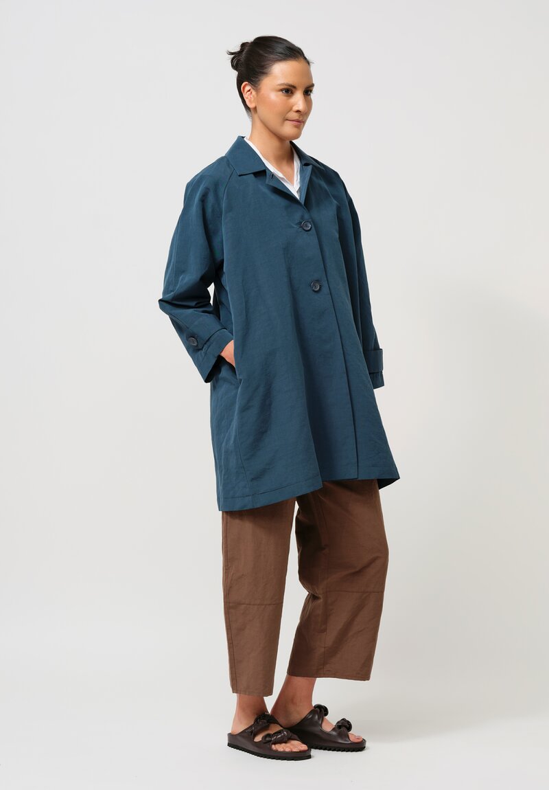 Asciari Cotton & Linen Filicudi Coat in Peacock Blue