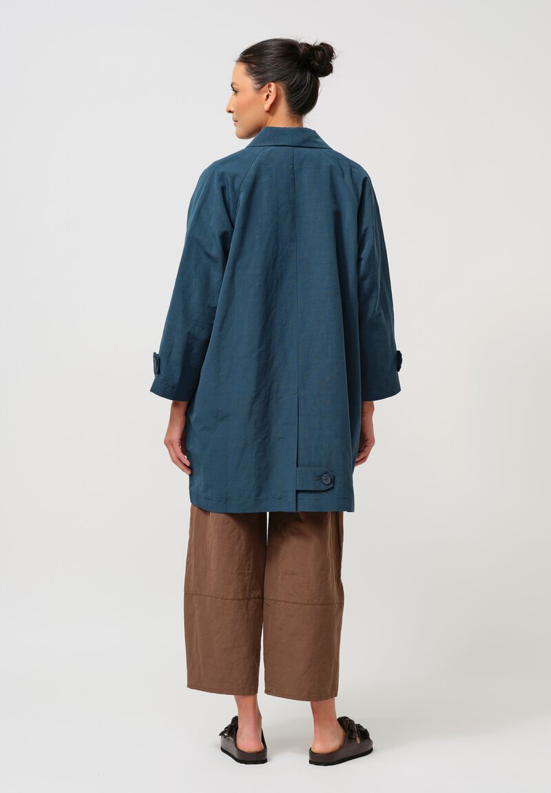Asciari Cotton & Linen Filicudi Coat in Peacock Blue
