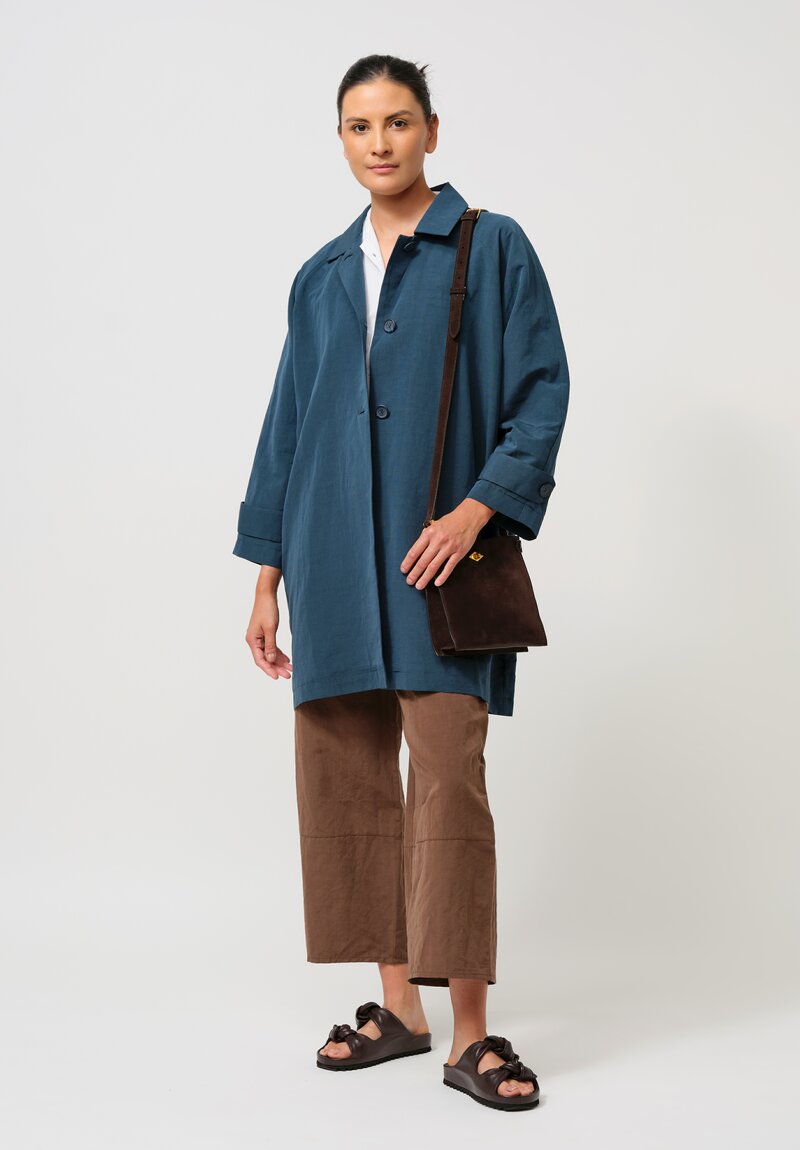 Asciari Cotton & Linen Filicudi Coat in Peacock Blue