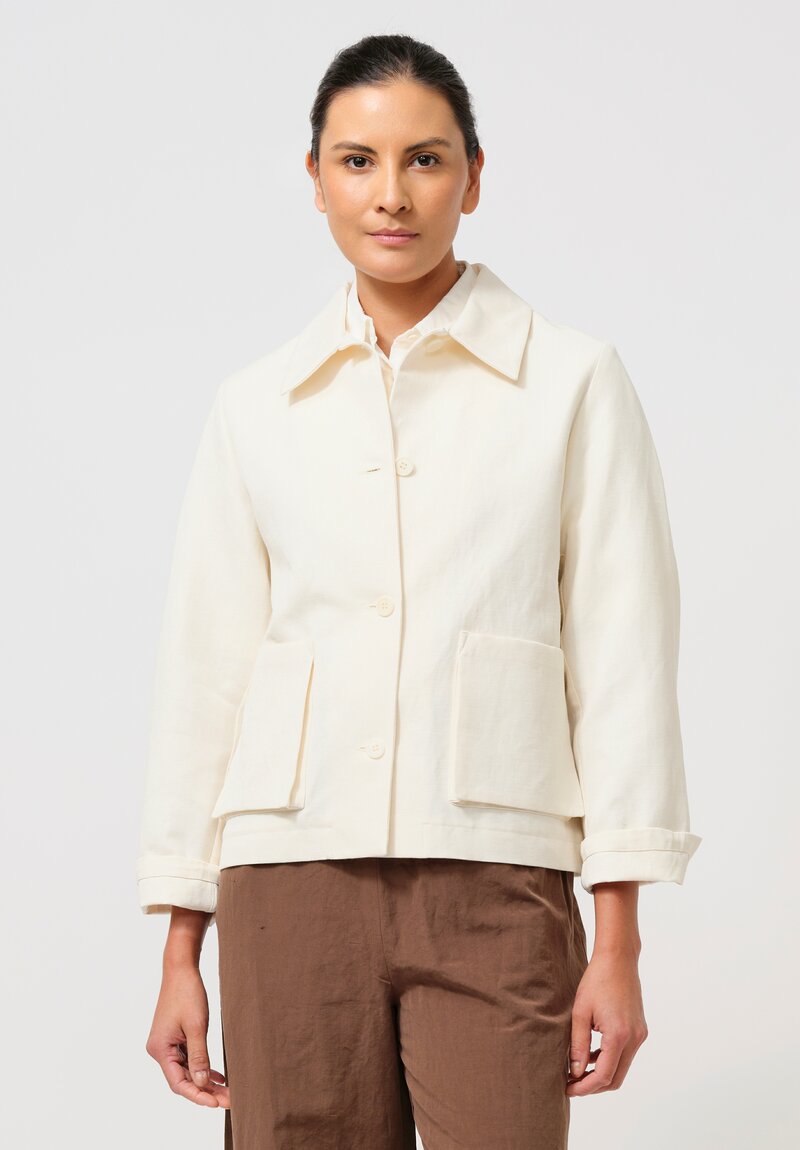 Asciari Cotton & Linen Loto Jacket in Ecru Cream