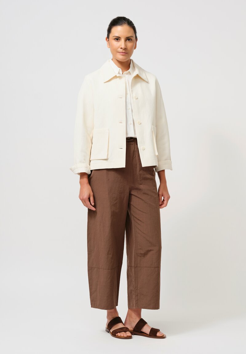 Asciari Cotton & Linen Loto Jacket in Ecru Cream