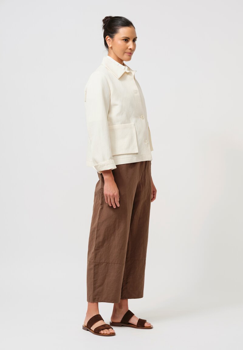 Asciari Cotton & Linen Loto Jacket in Ecru Cream