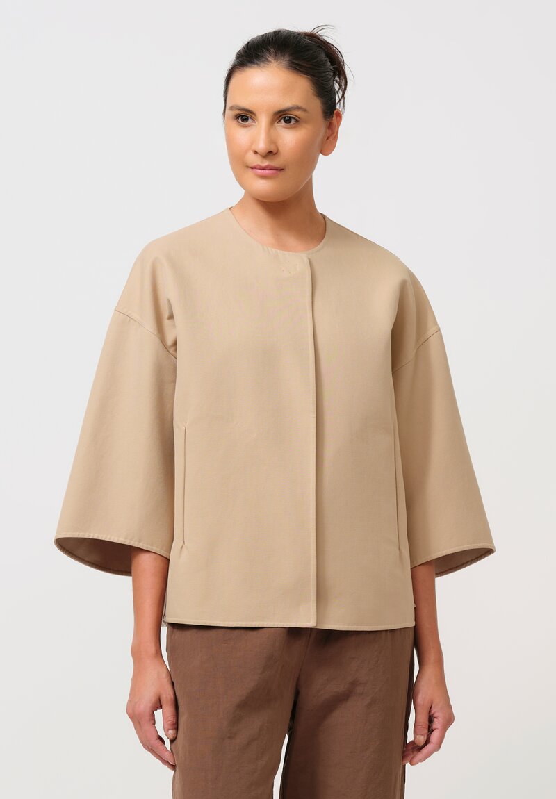 Asciari Cotton Eolo Jacket in Khaki Brown