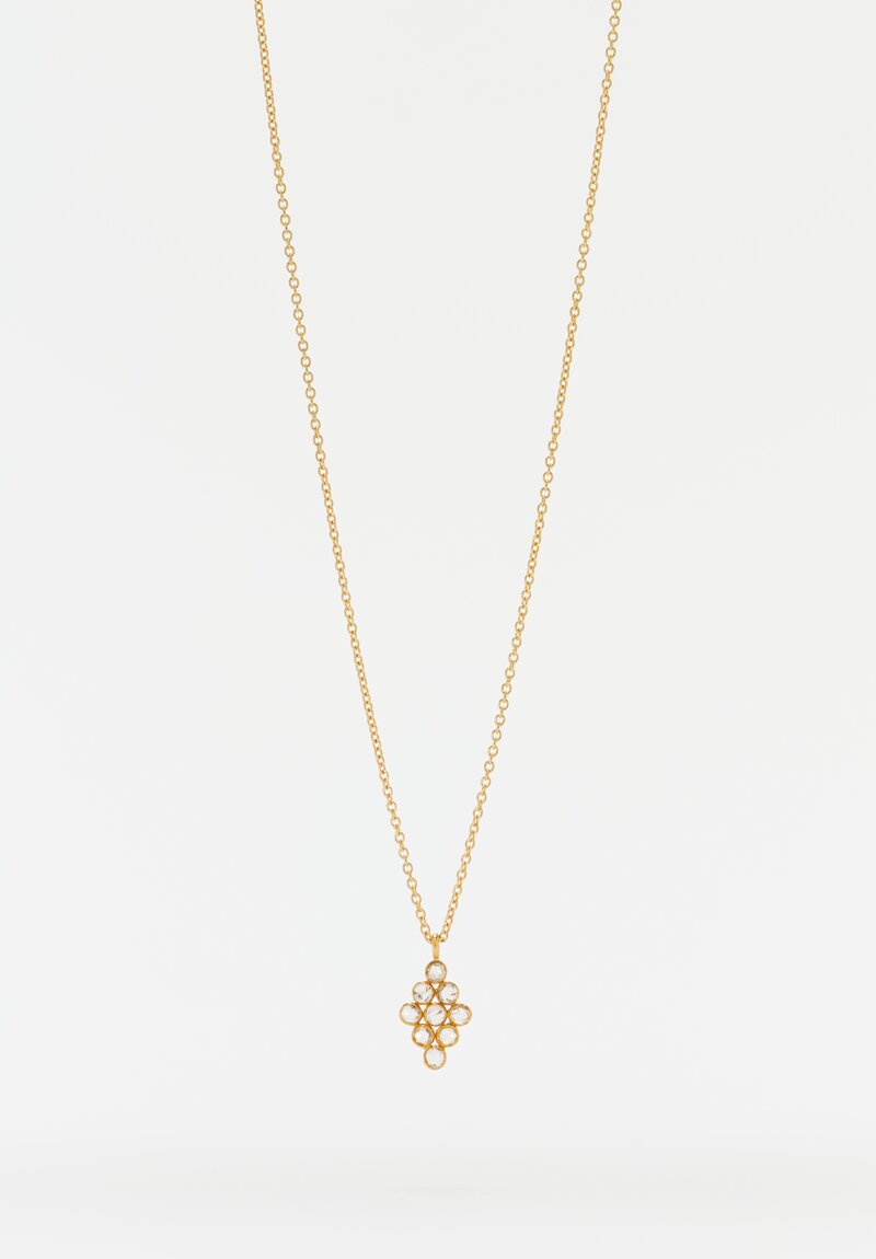 Greig Porter 18K Bezel Set Diamond Chips Pendant Necklace 18"