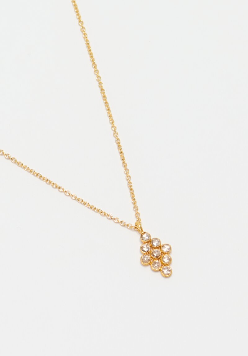 Greig Porter 18K Bezel Set Diamond Chips Pendant Necklace 18"