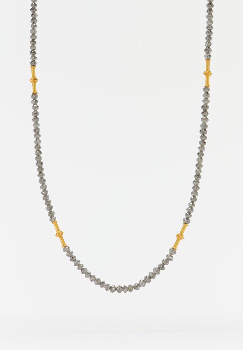 Greig Porter 18K Dotted Cylinders & Gray Diamond Necklace
