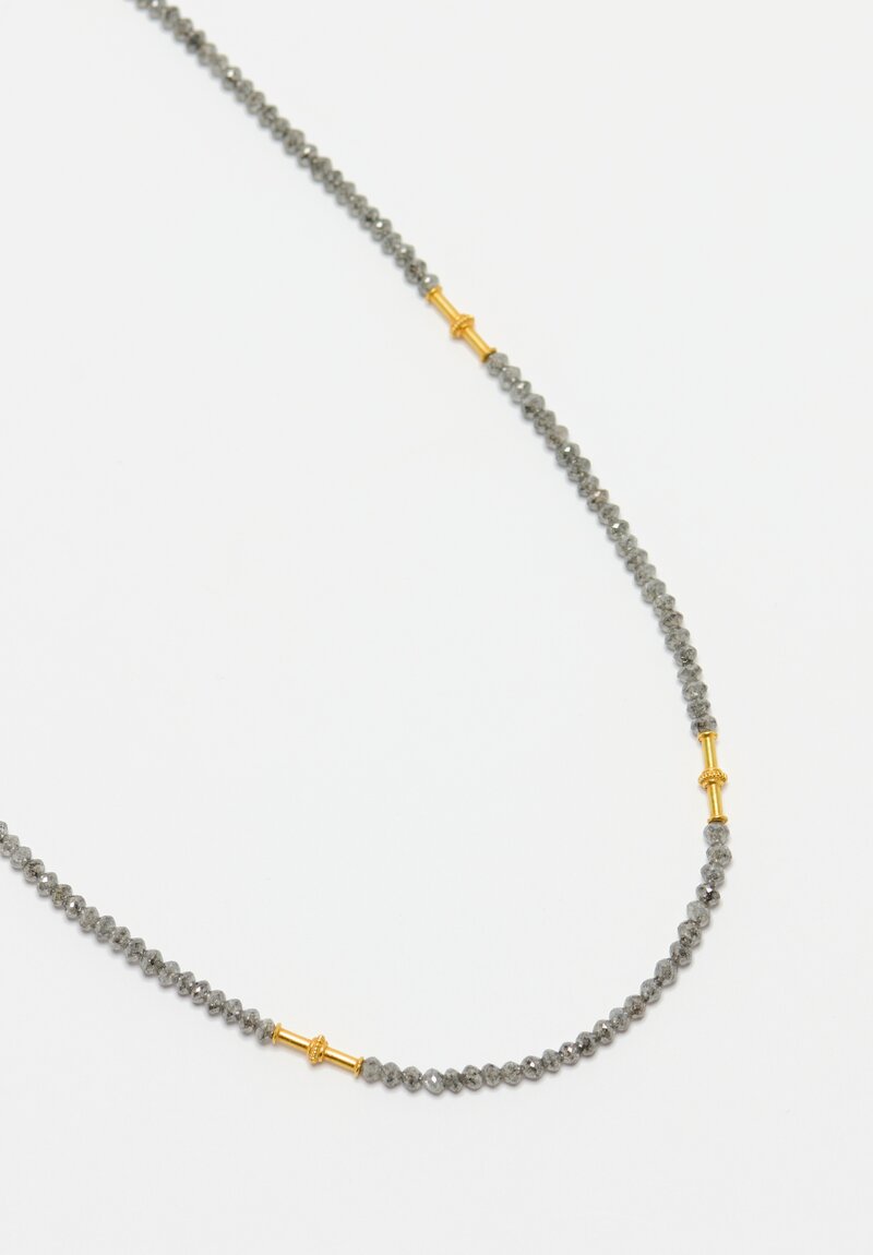 Greig Porter 18K Dotted Cylinders & Gray Diamond Necklace