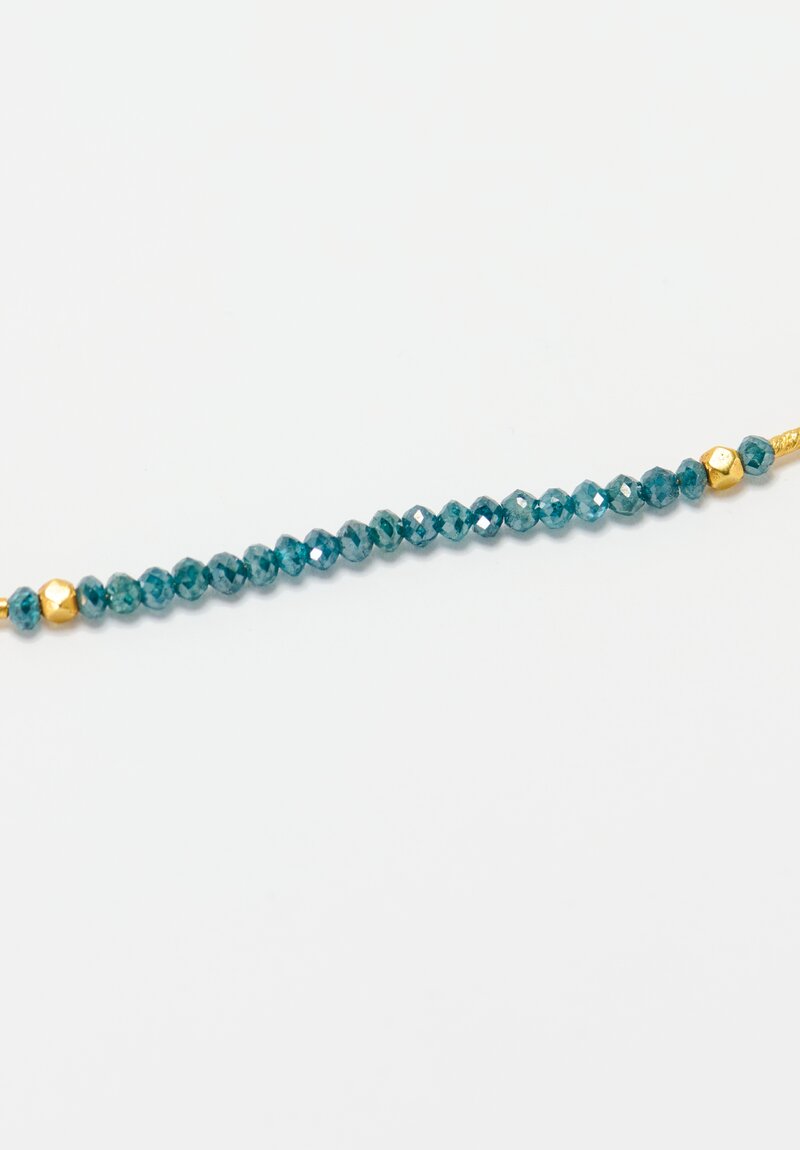 Greig Porter 18K Faceted Rounds, Cylinders & Blue Diamond Necklace 19