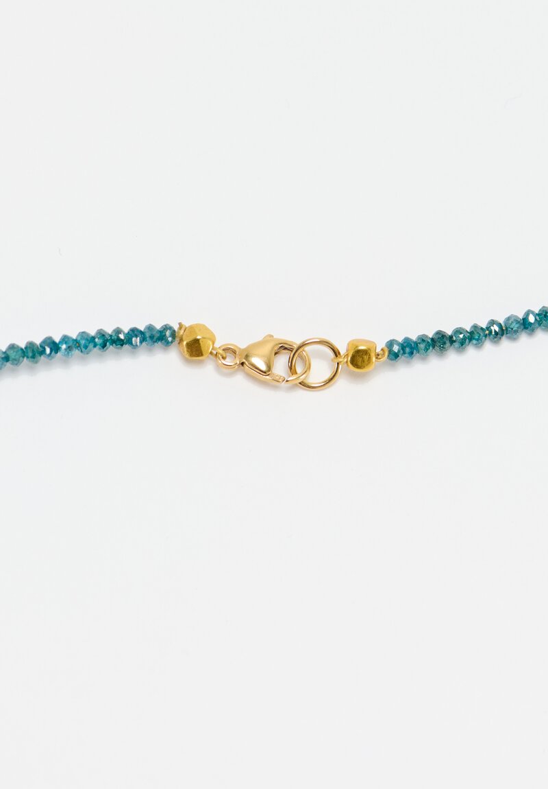 Greig Porter 18K Faceted Rounds, Cylinders & Blue Diamond Necklace 19