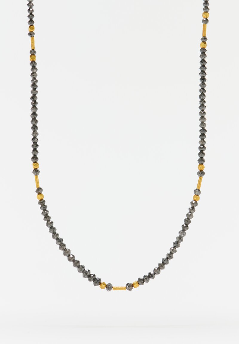 Greig Porter 18K Faceted Rounds, Cylinders & Gray Diamond Necklace 17.5"