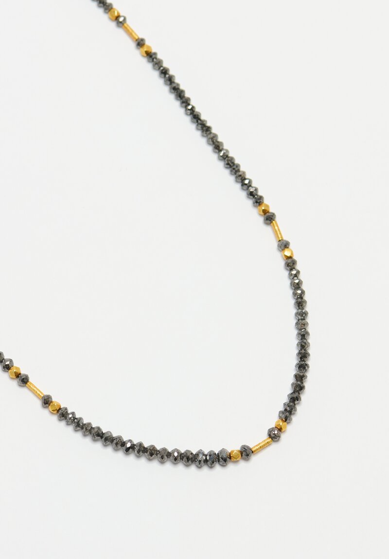 Greig Porter 18K Faceted Rounds, Cylinders & Gray Diamond Necklace 17.5"