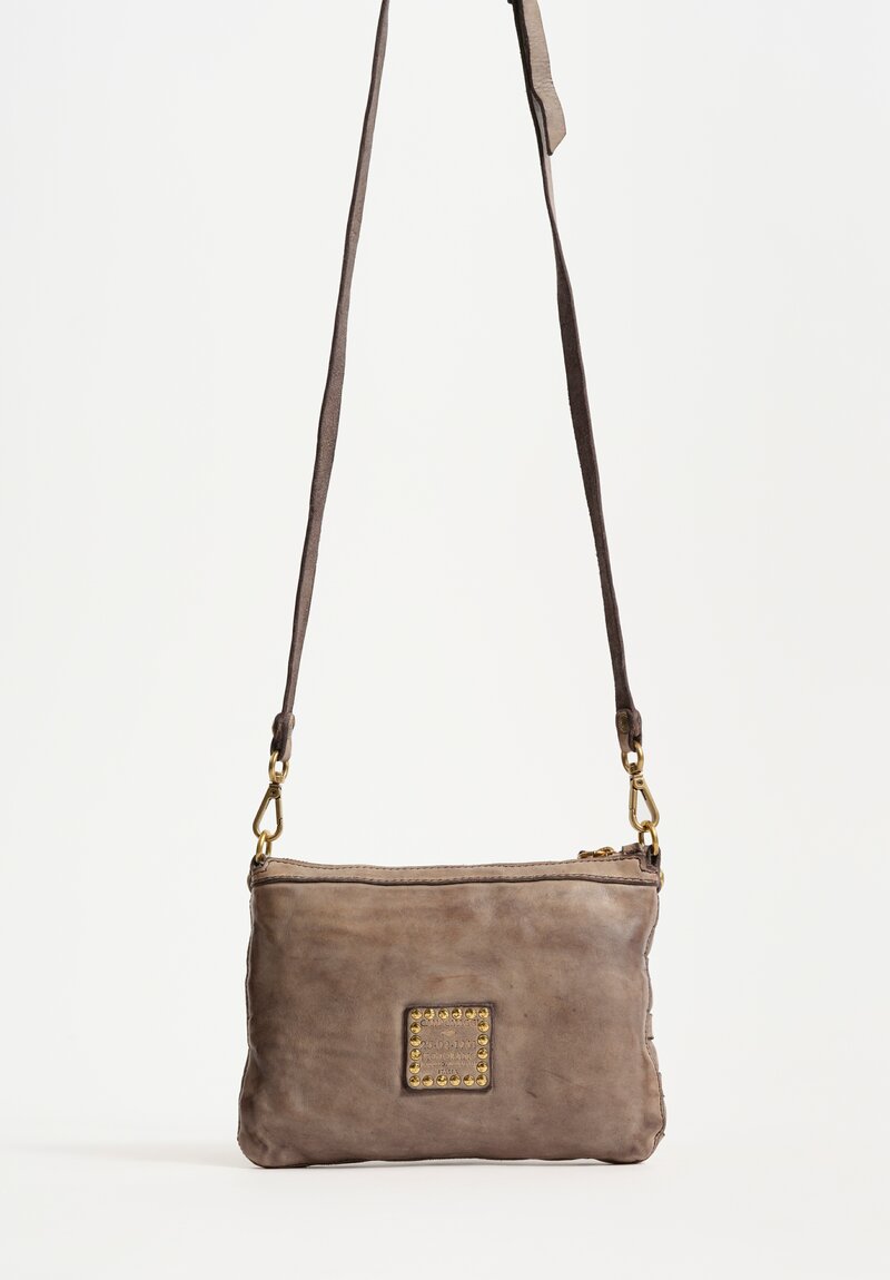 Campomaggi Small Leather Woven Edera Pochette Shoulder Bag Ice Gray