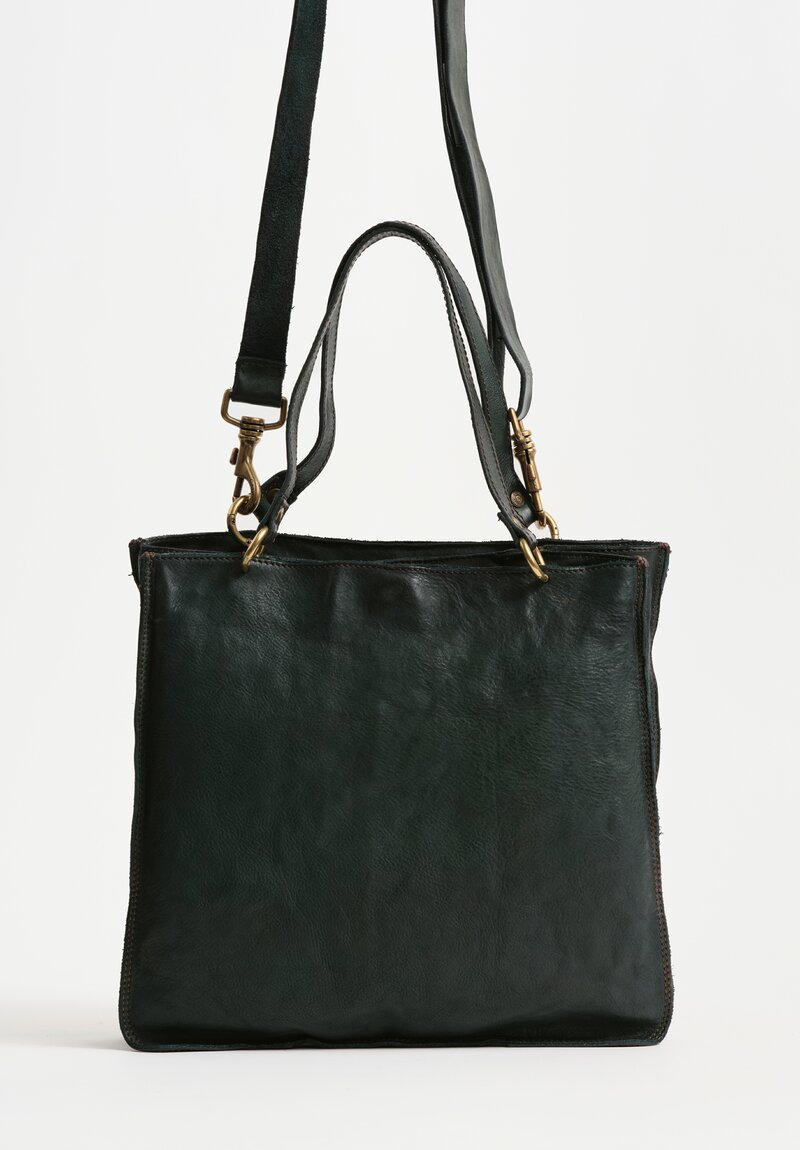 Campomaggi Leather Mogano Shopping Bag Hunter Green