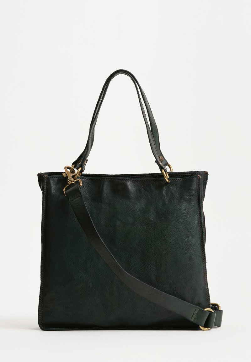 Campomaggi Leather Mogano Shopping Bag Hunter Green