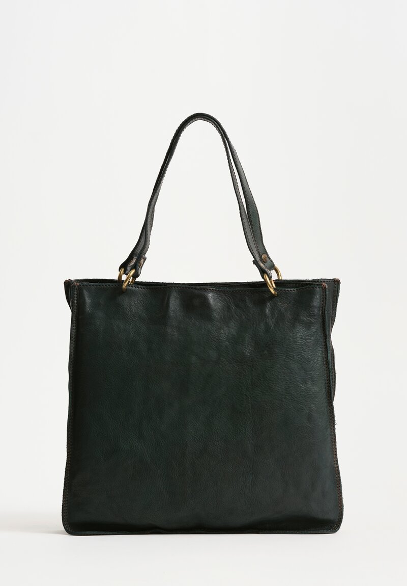 Campomaggi Leather Mogano Shopping Bag Hunter Green