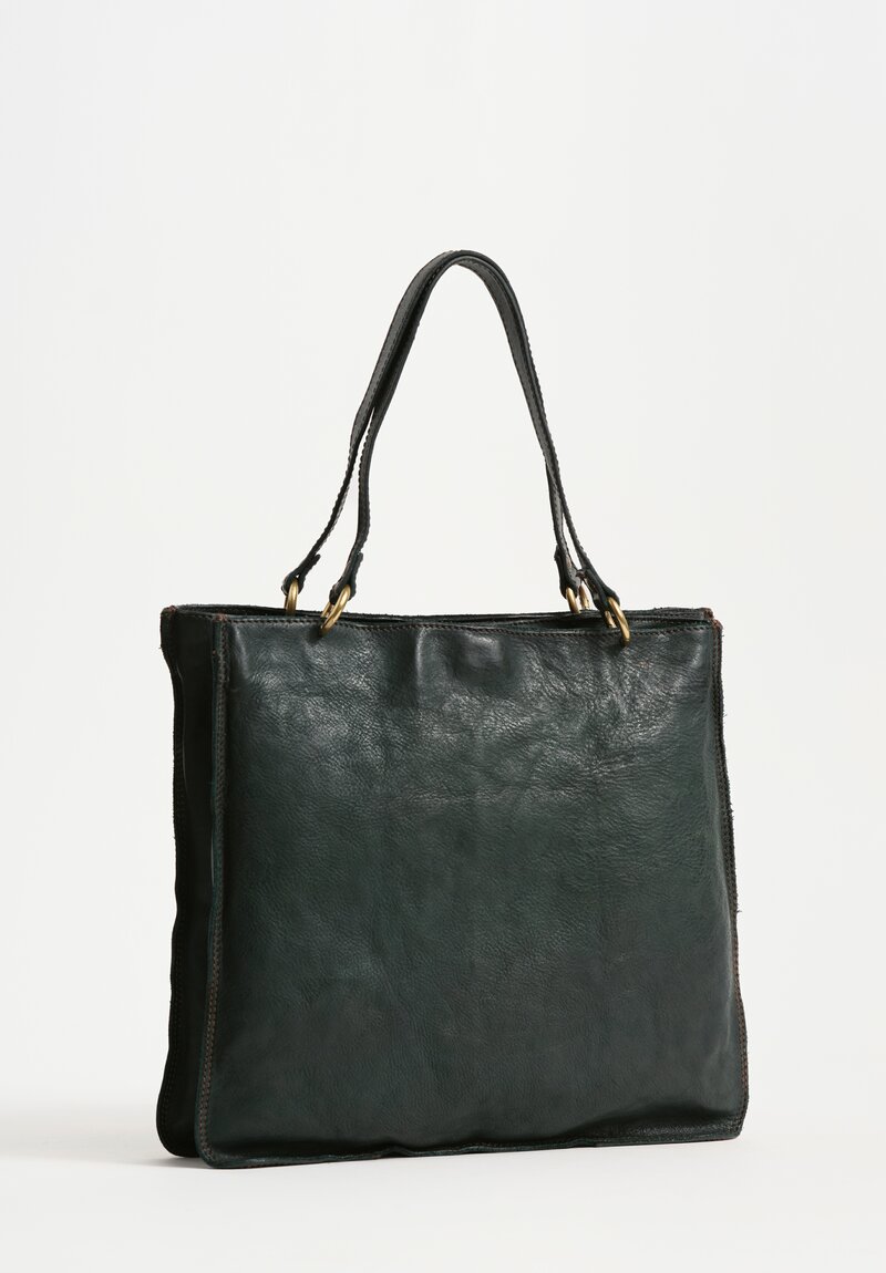 Campomaggi Leather Mogano Shopping Bag Hunter Green