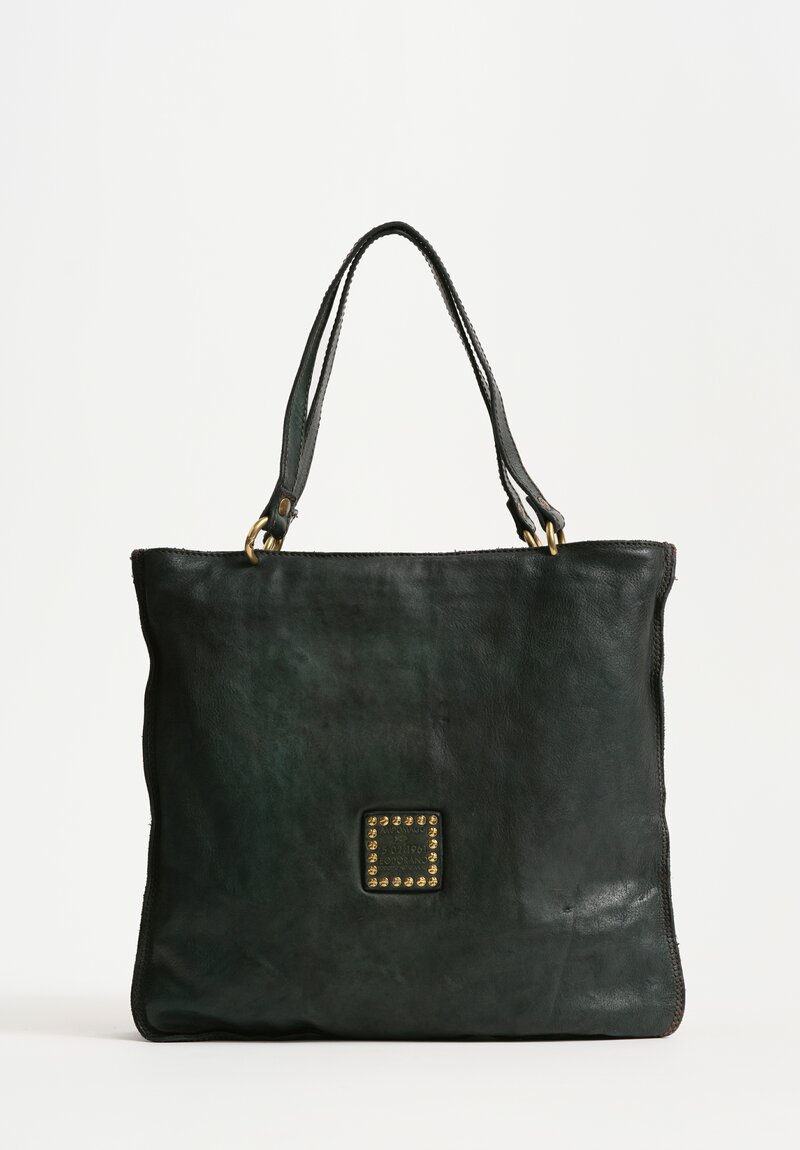 Campomaggi Leather Mogano Shopping Bag Hunter Green
