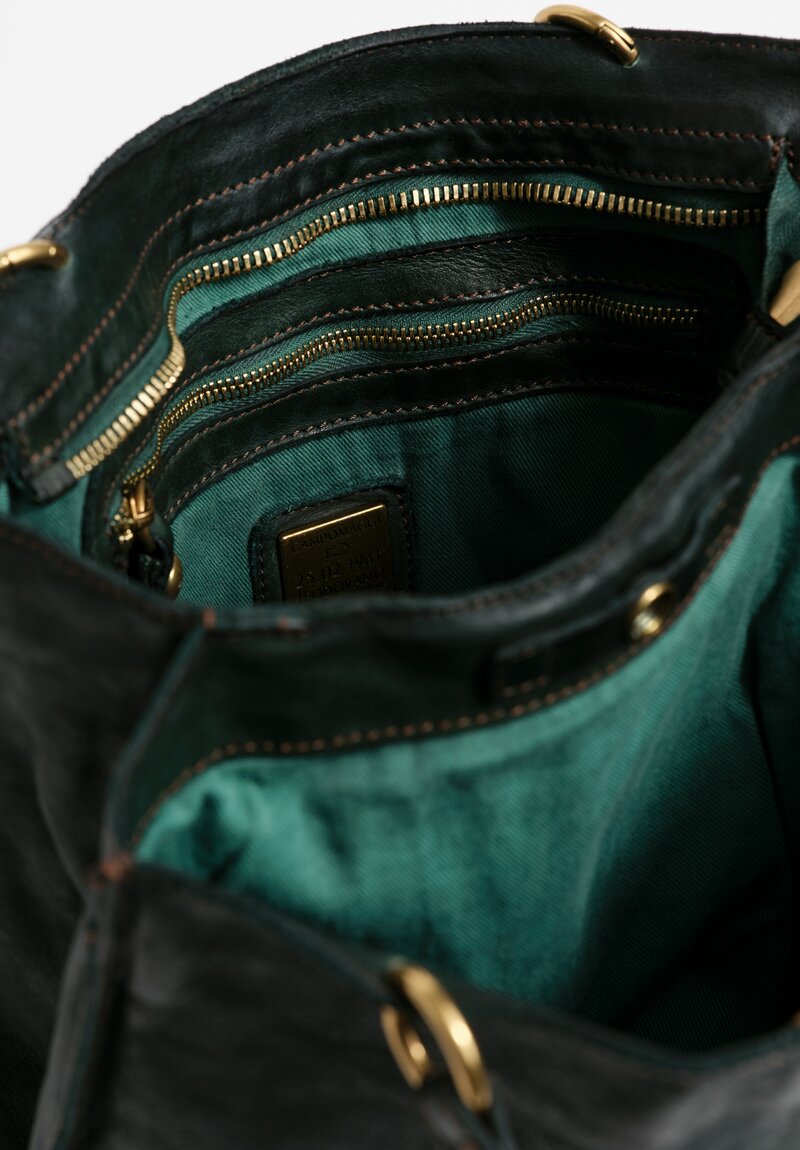 Campomaggi Leather Mogano Shopping Bag Hunter Green