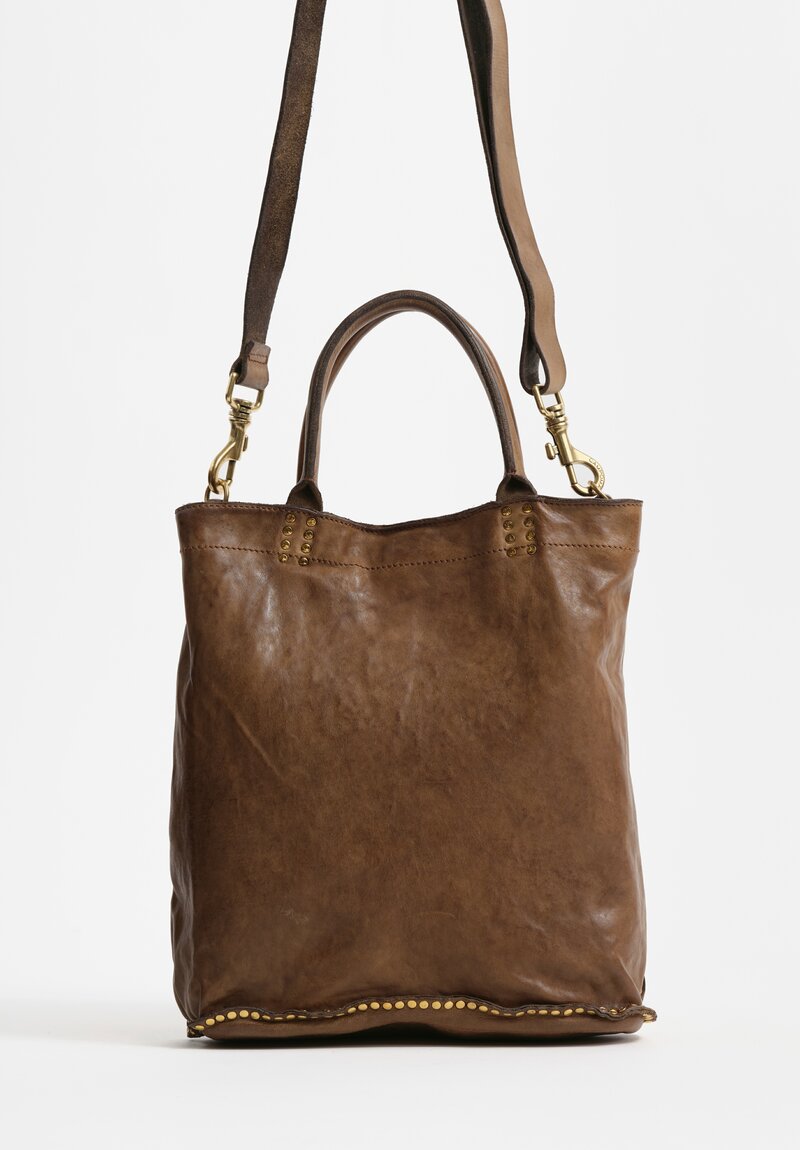 Campomaggi Studded Leather Kura Shopping Bag Military Green