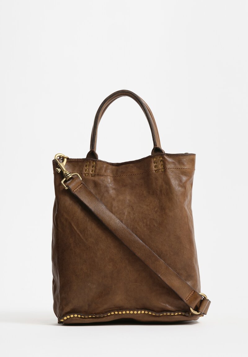 Campomaggi Studded Leather Kura Shopping Bag Military Green