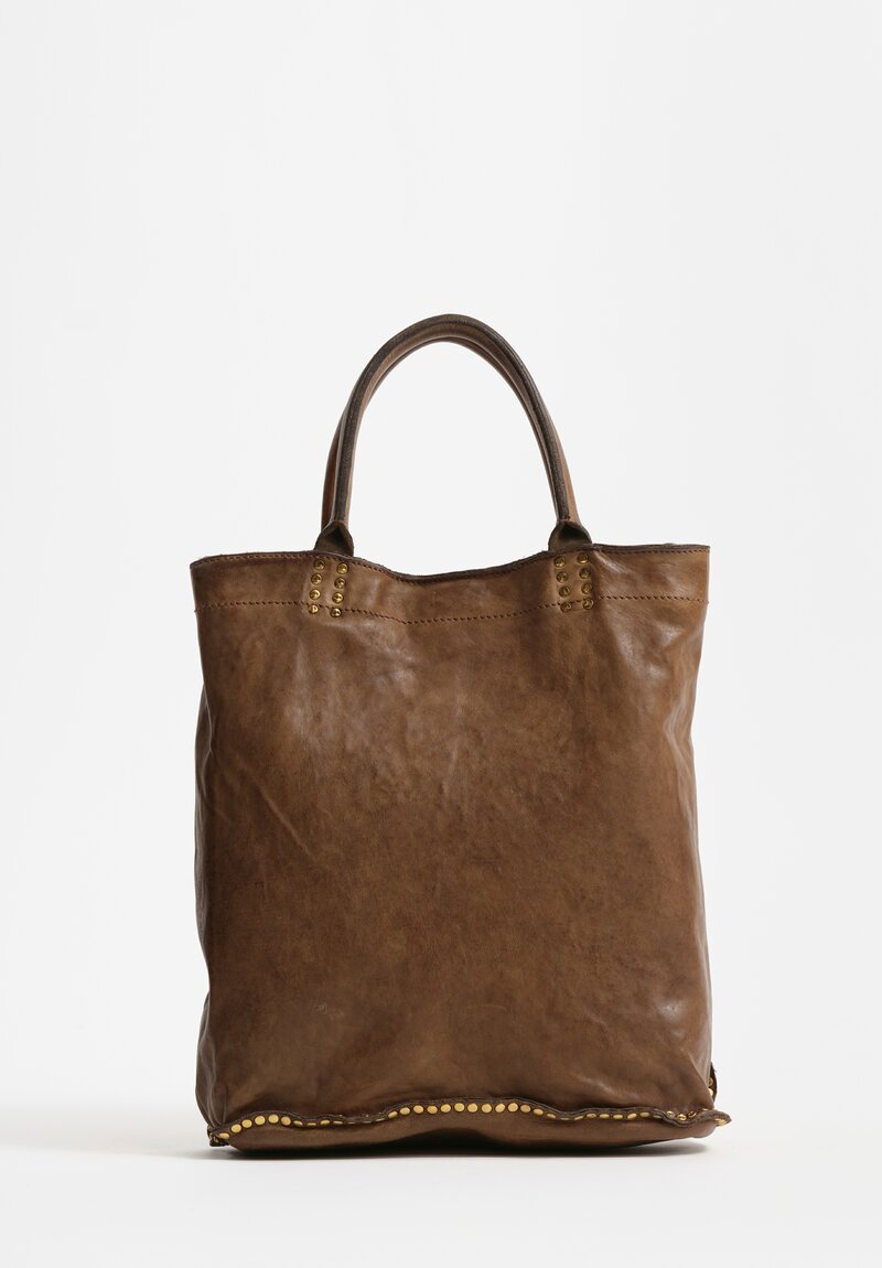 Campomaggi Studded Leather Kura Shopping Bag Military Green