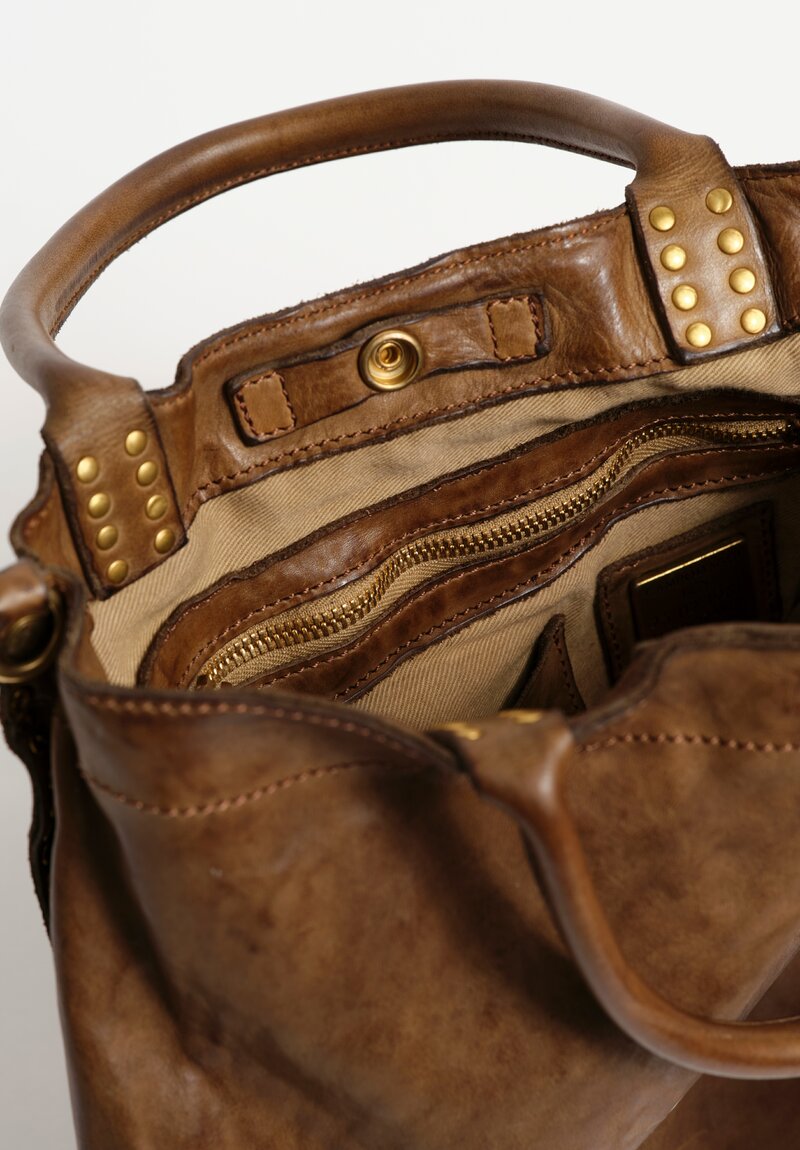 Campomaggi Studded Leather Kura Shopping Bag Military Green