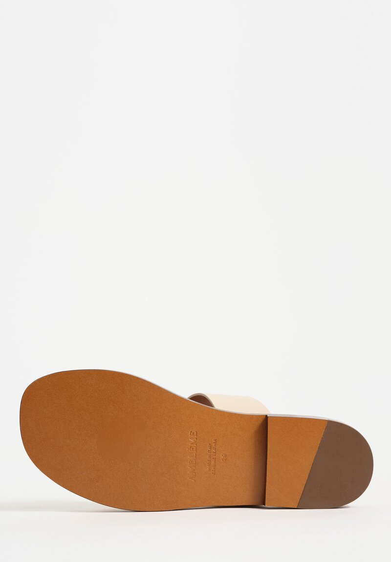 Ambleme Calfskin Leather Ugalde Double-Band Slides in Eggshell