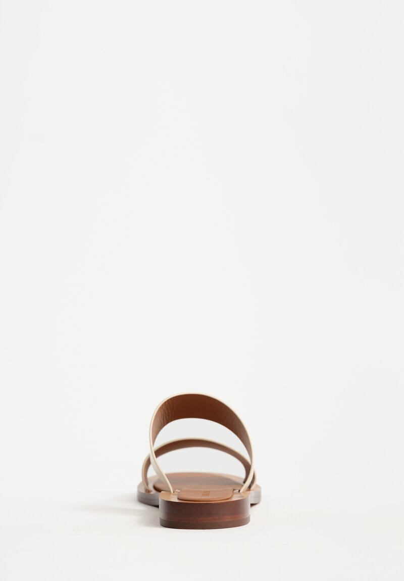 Ambleme Calfskin Leather Ugalde Double-Band Slides in Eggshell