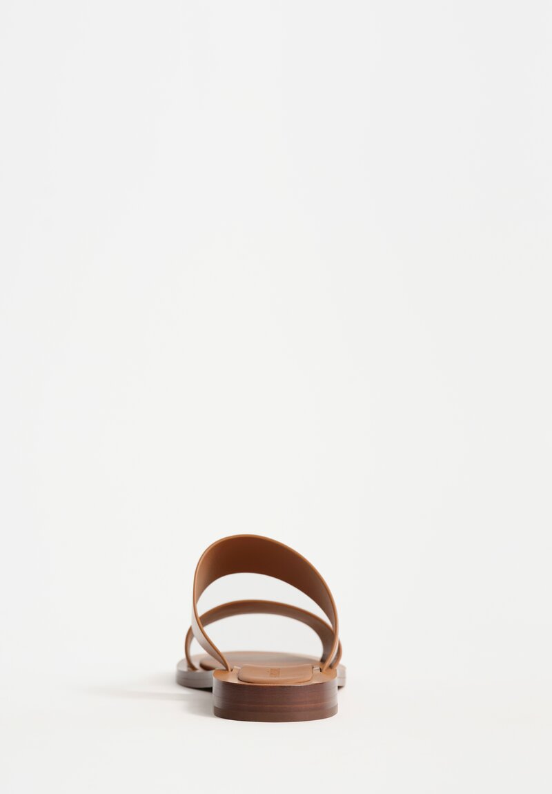 Ambleme Calfskin Leather Ugalde Double-Band Slides in Tobacco