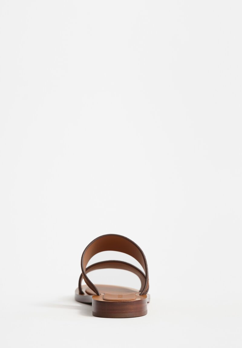 Amblẽme Calfskin Suede Ugalde Double-Band Slides in Cocoa