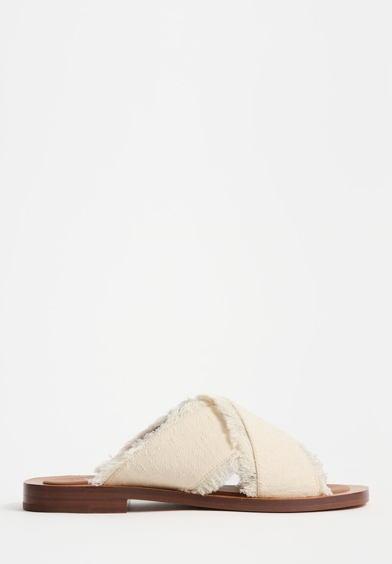 Amblẽme Tussah Jacquard & Calfskin Leather Madrague Crisscross Sandals