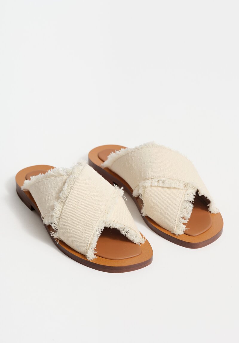 Amblẽme Tussah Jacquard & Calfskin Leather Madrague Crisscross Sandals