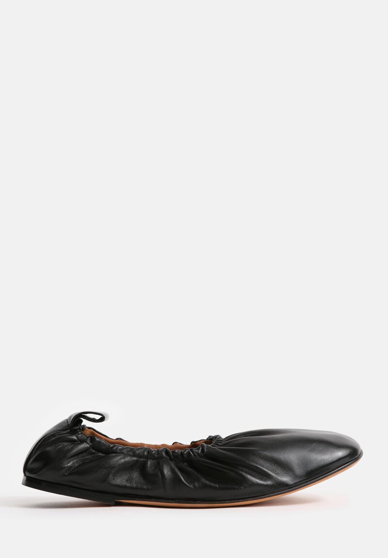 Amblẽme Lambskin Nappa Leather Paloma Ballerina Flats in Jet Black