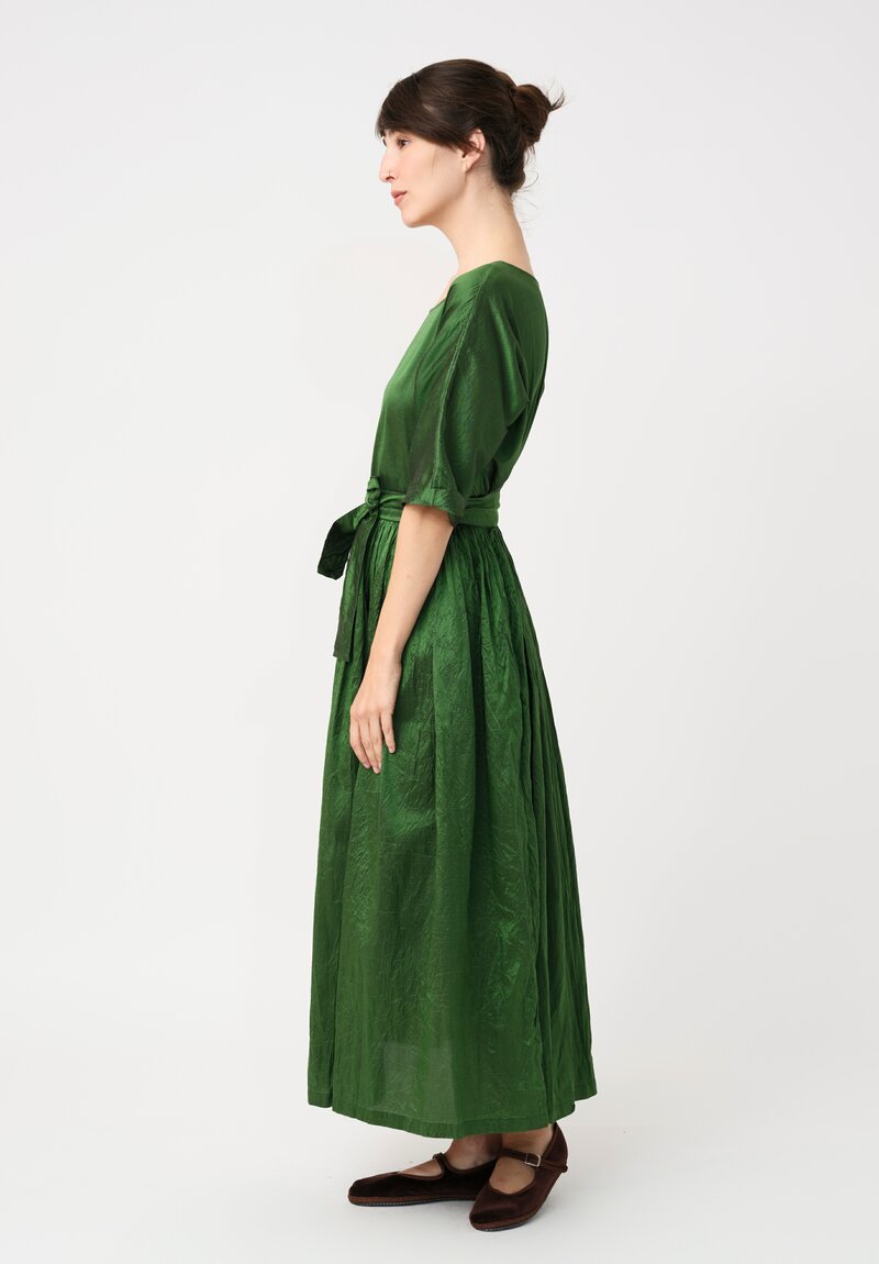 Christian Peau Silk Dress in Emerald Green