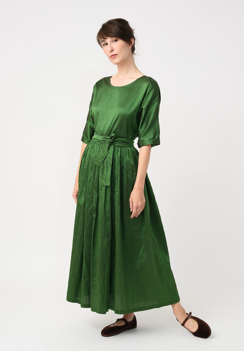 Christian Peau Silk Dress in Emerald Green