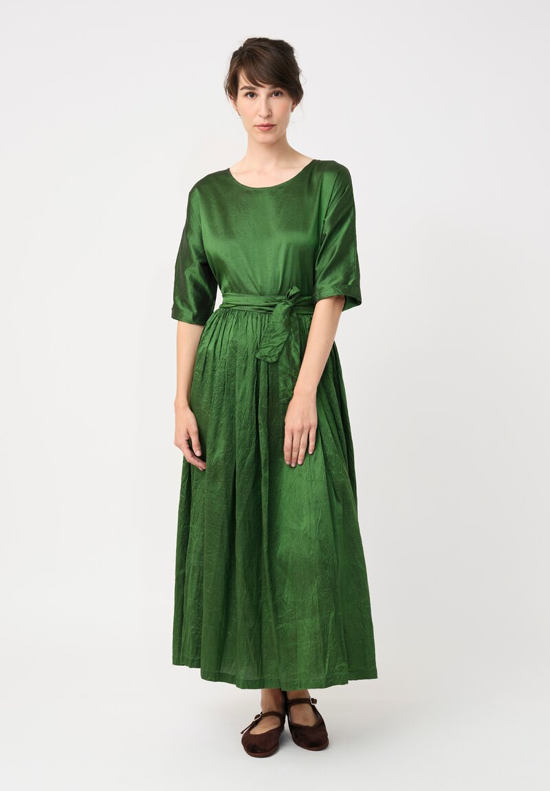 Christian Peau Silk Dress in Emerald Green